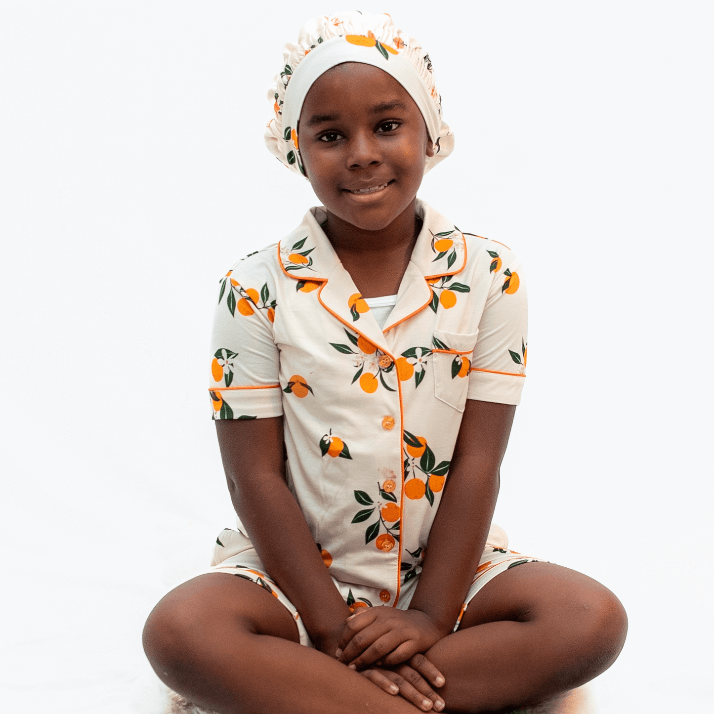 Sweet Orange, Girls Button Up Pajama Set