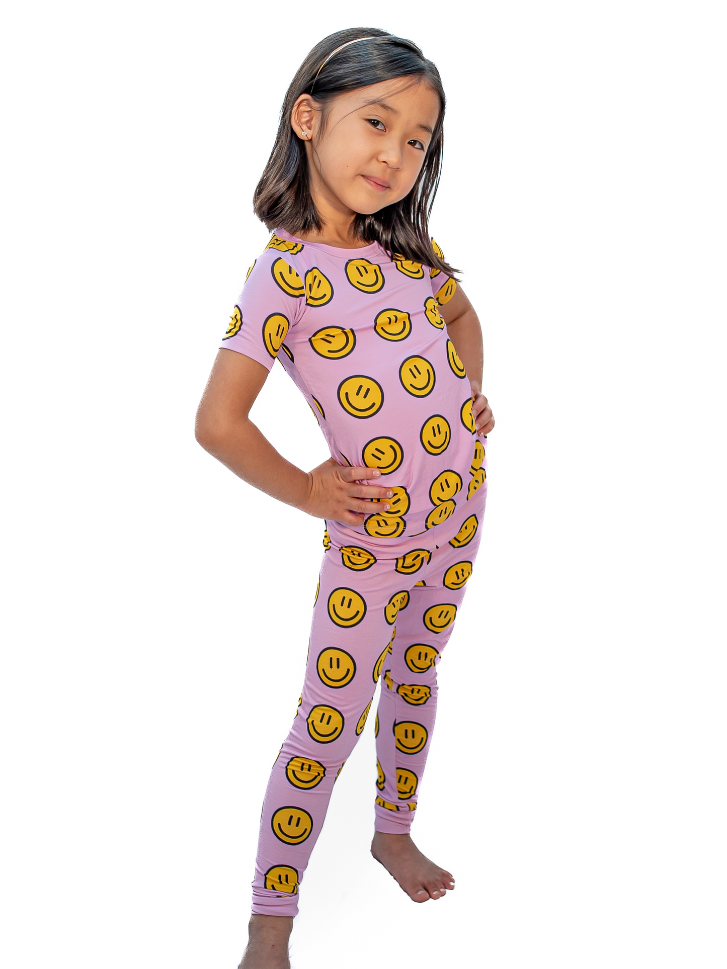 Pink with Happy Faces, Kids / Toddler Unisex Pajamas