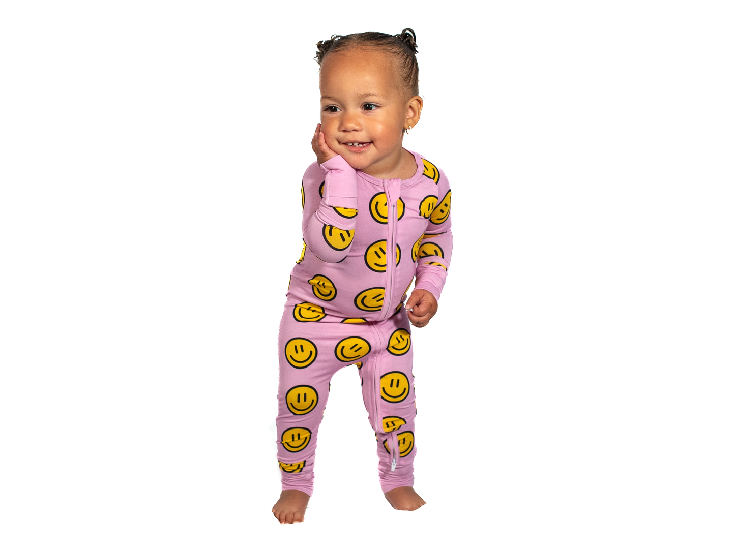 Pink Baby Zippy W/ Happy Faces