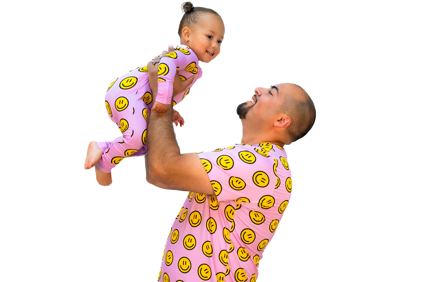 Mens Pajama Set, Pink W/ Happy Faces,