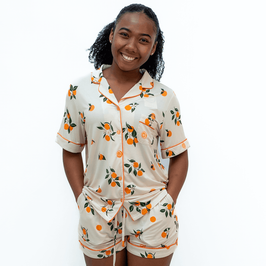 Sweet Orange, Women's Button Up Pajama Set