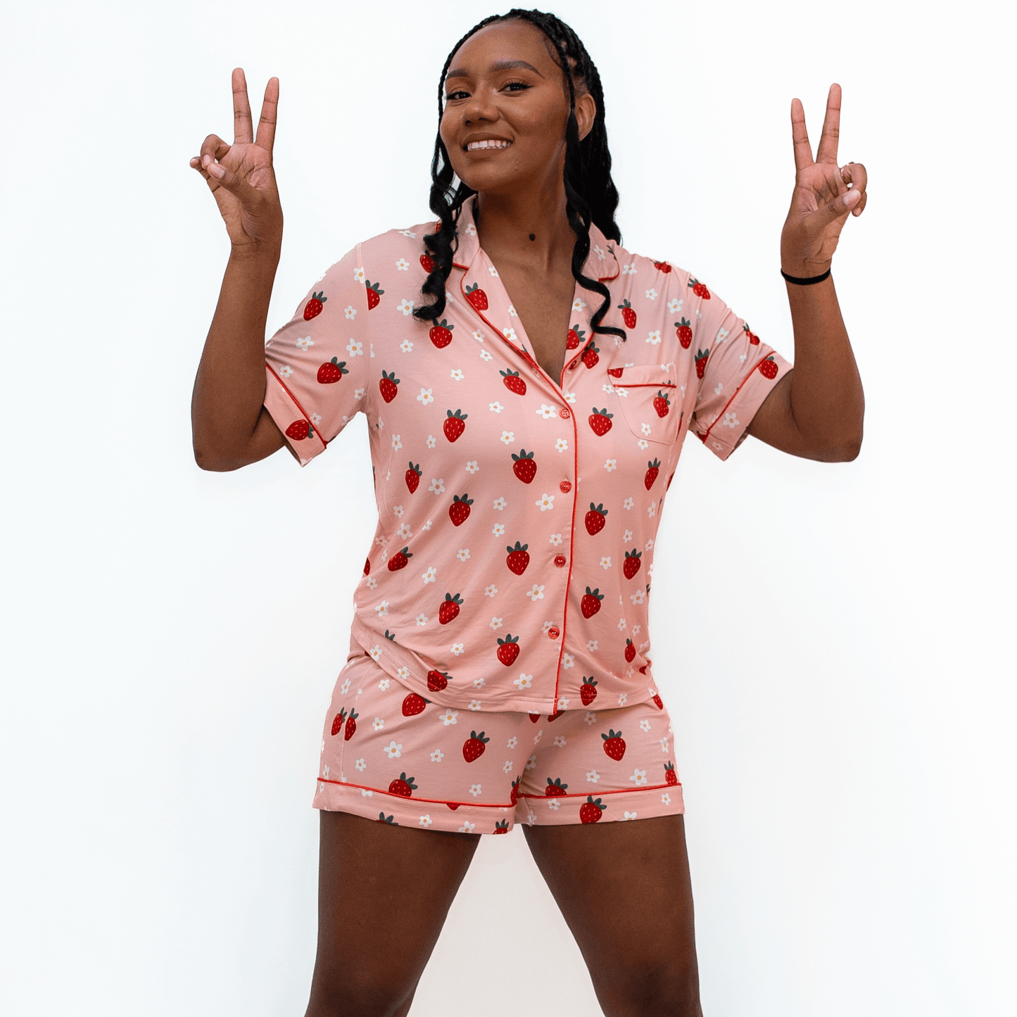 Strawberry Shortcake, Women's Button Up Pajama Set