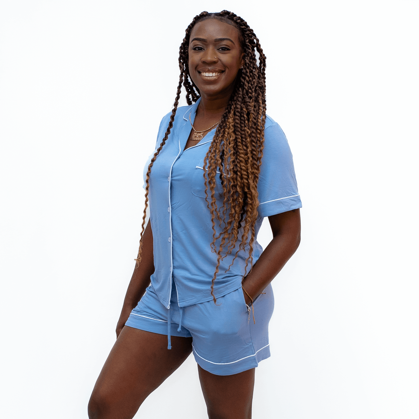 Classic Blue, Women's Button Up Pajama Set