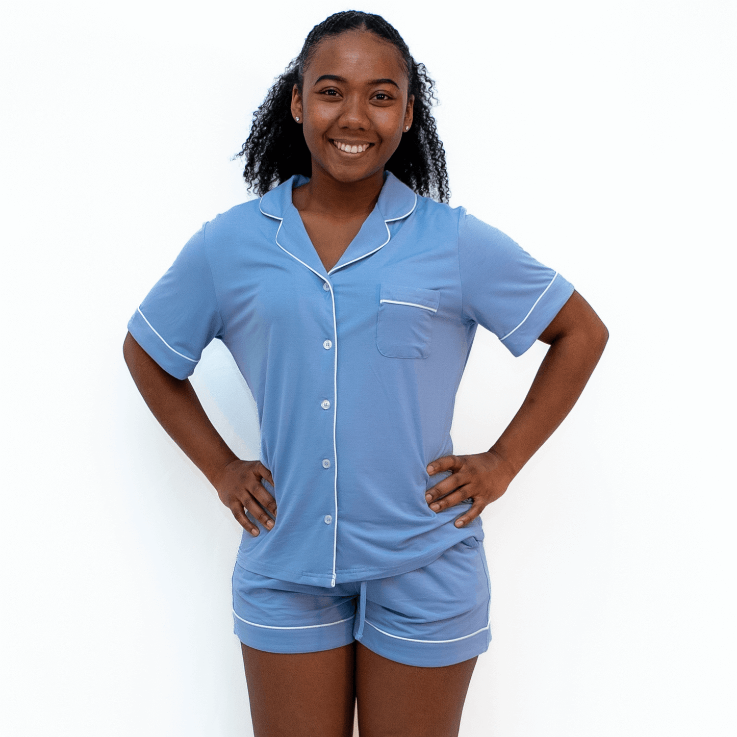 Classic Blue, Women's Button Up Pajama Set