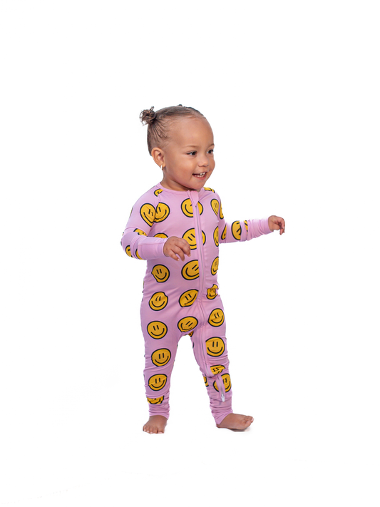 Pink Baby Zippy W/ Happy Faces
